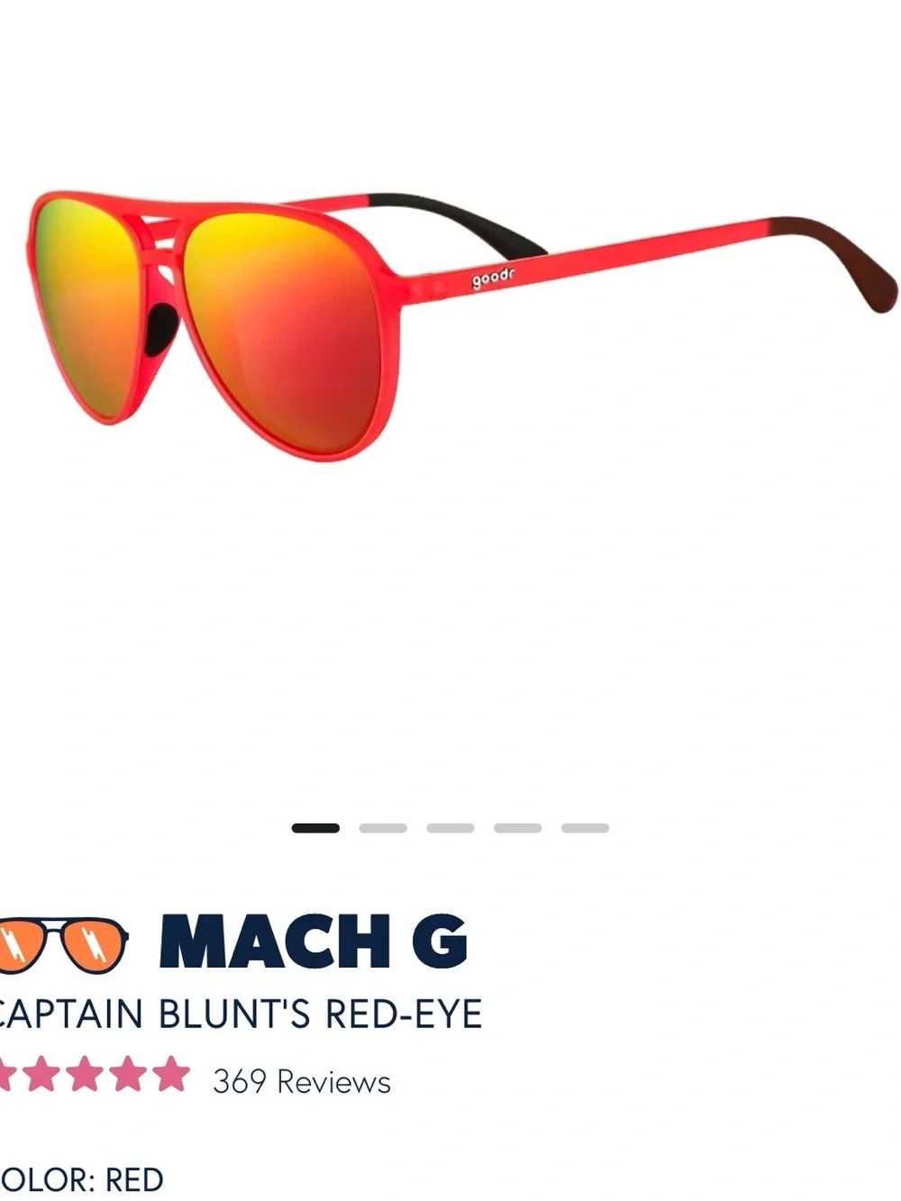Captain Blunts Red Eye Aviator Sunglasses with Pink Mirror Lenses GOODR